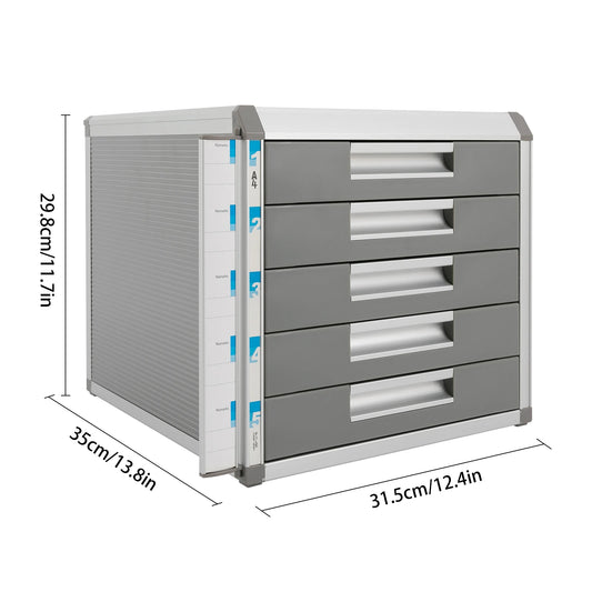 Five Drawer Locking File Organizer A4 Document Cabinet Office