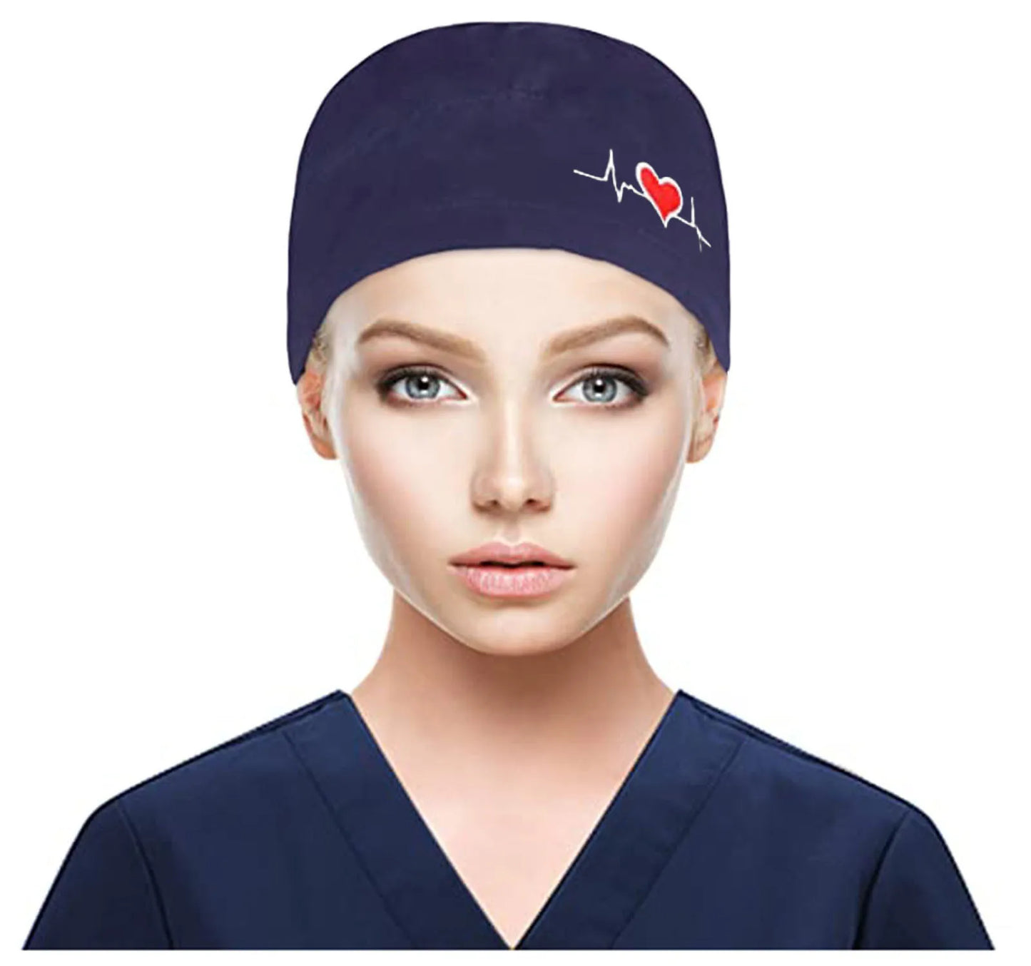 Eillysevens Scrub Cap With Buttons Bouffant Print Sweatband Unisex Hat