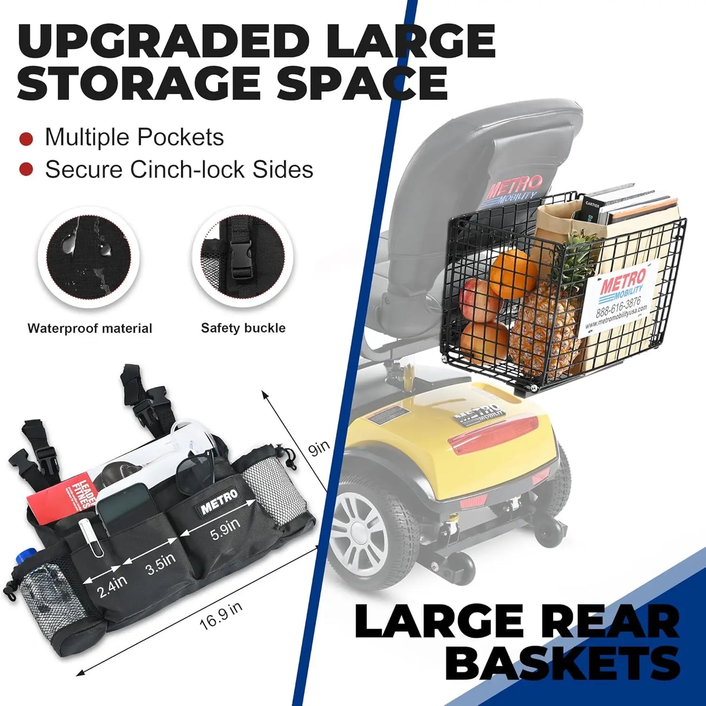 4 Wheel Mobility Scooter 300 lb Capacity Folding for Adults