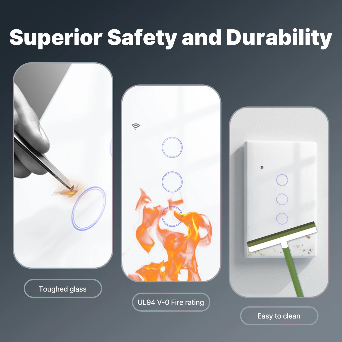 WiFi Smart Glass Touch Light Switch Remote Control No Neutral