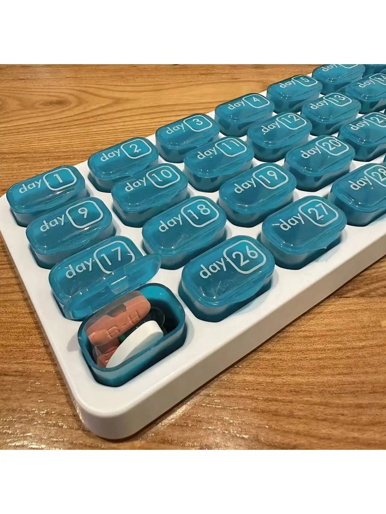 Portable 31 Day Pill Organizer for Travel and Home