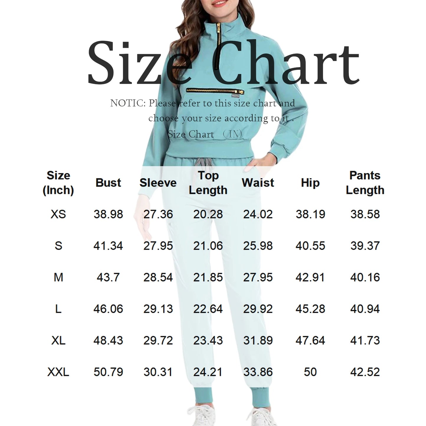 Nurse Scrub Set Stand Collar Zip Long Sleeve Pocket Workwear