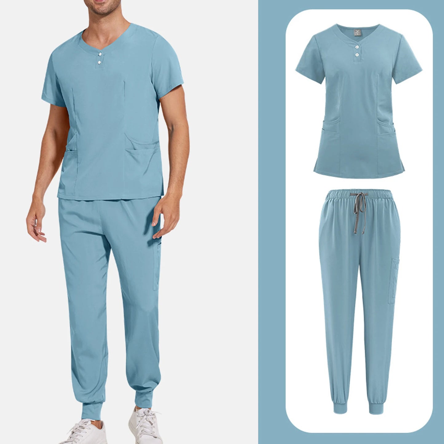 Nurse Scrub Unisex Medical Uniform Set Short Sleeve