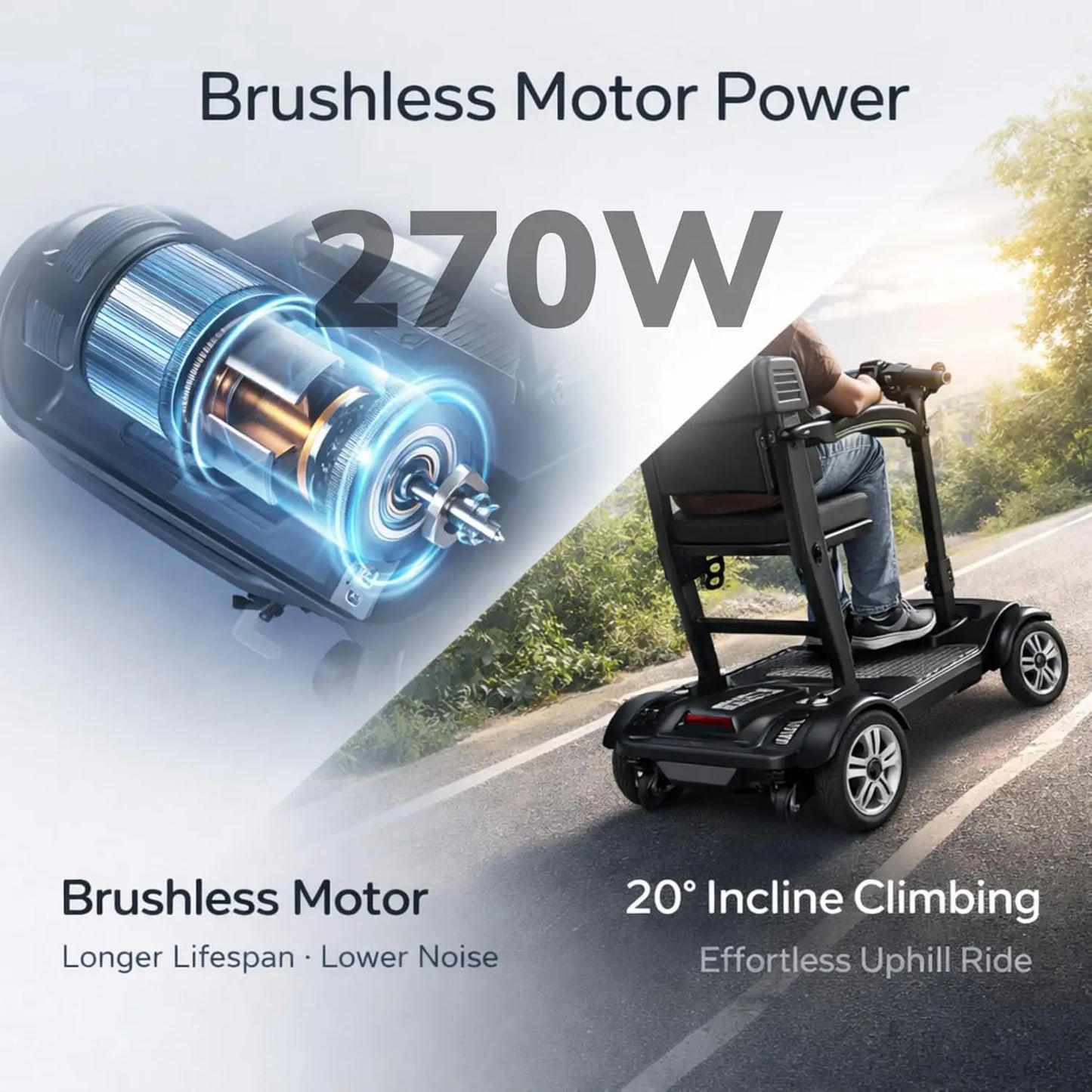 Ultra Lightweight 4 Wheel Mobility Scooter Electric Powered Wheelchair