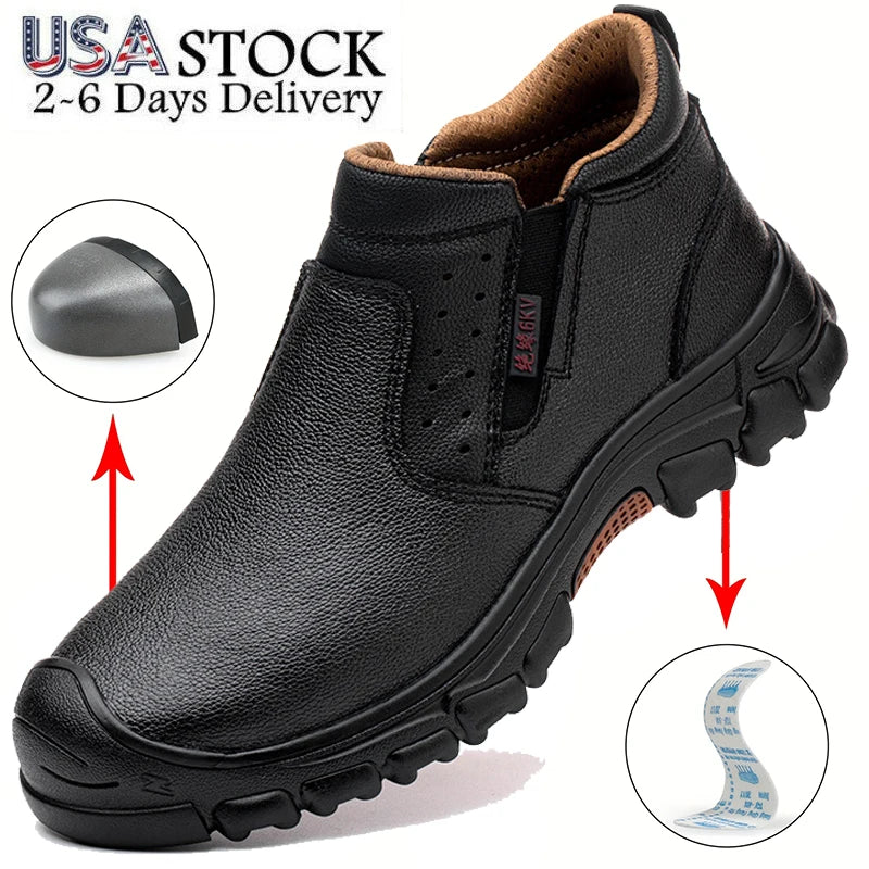 Men's Work Boots With Composite Toe Metatarsal Guard And Puncture Proof Outsole