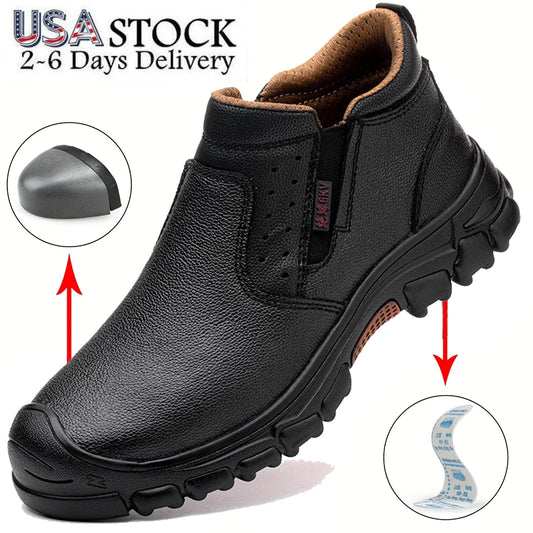 Men's Work Boots With Composite Toe Metatarsal Guard And Puncture Proof Outsole