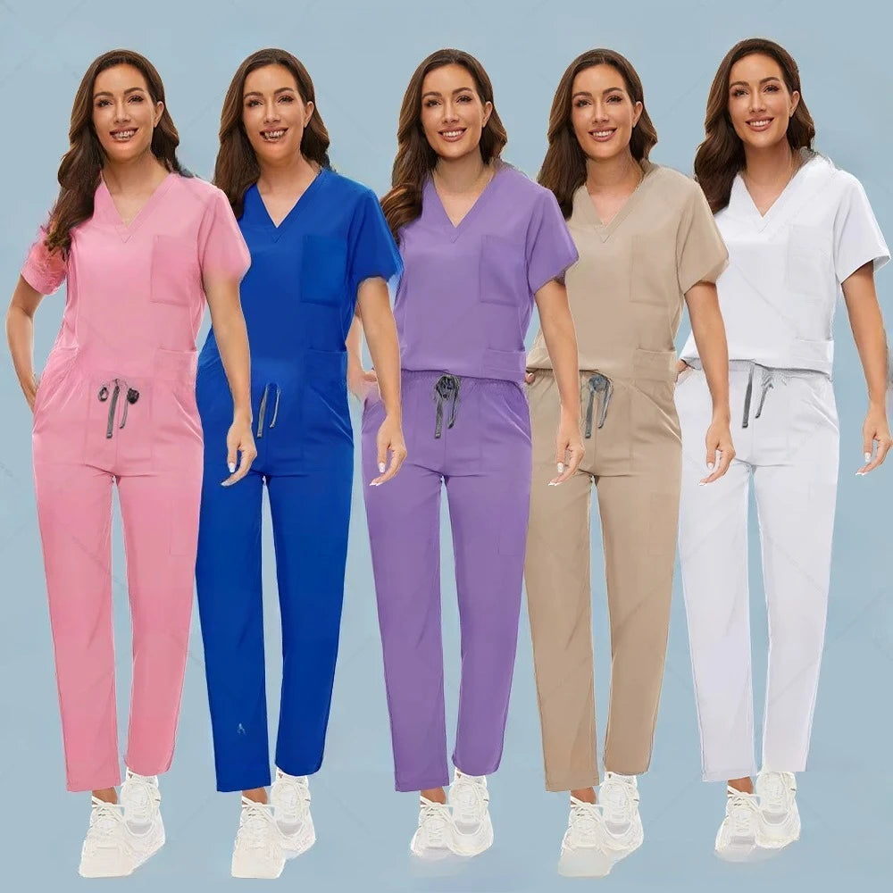 NONECN Unisex Medical Scrub Set for Nurses and Dentists