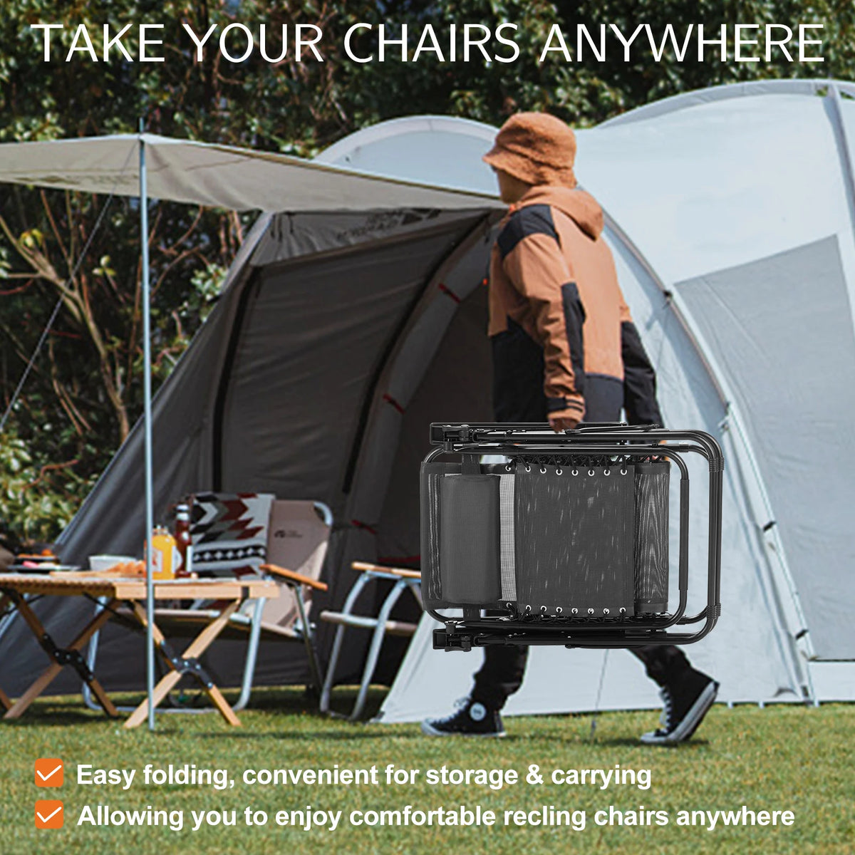 JHK Zero Gravity Recliner Outdoor Lounge Chair Portable