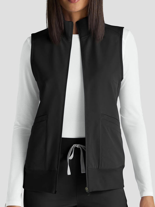 XUANSHOWCN Women Scrub Vest 5-Pocket Zippered Medical Uniform