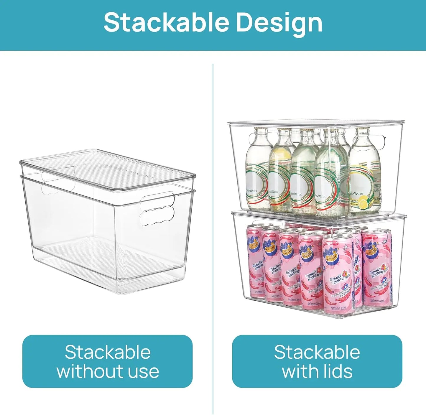 Clear Stackable Storage Bins With Lids 8 Pack For Pantry