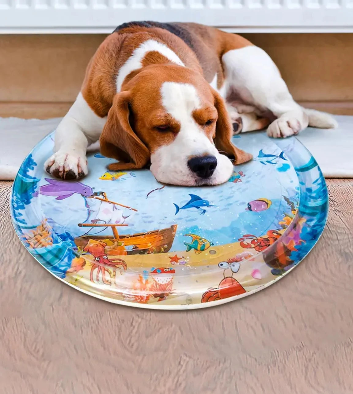 Water Ice Cooling Pet Cushion Bed Striped Leather For Dogs And Cats