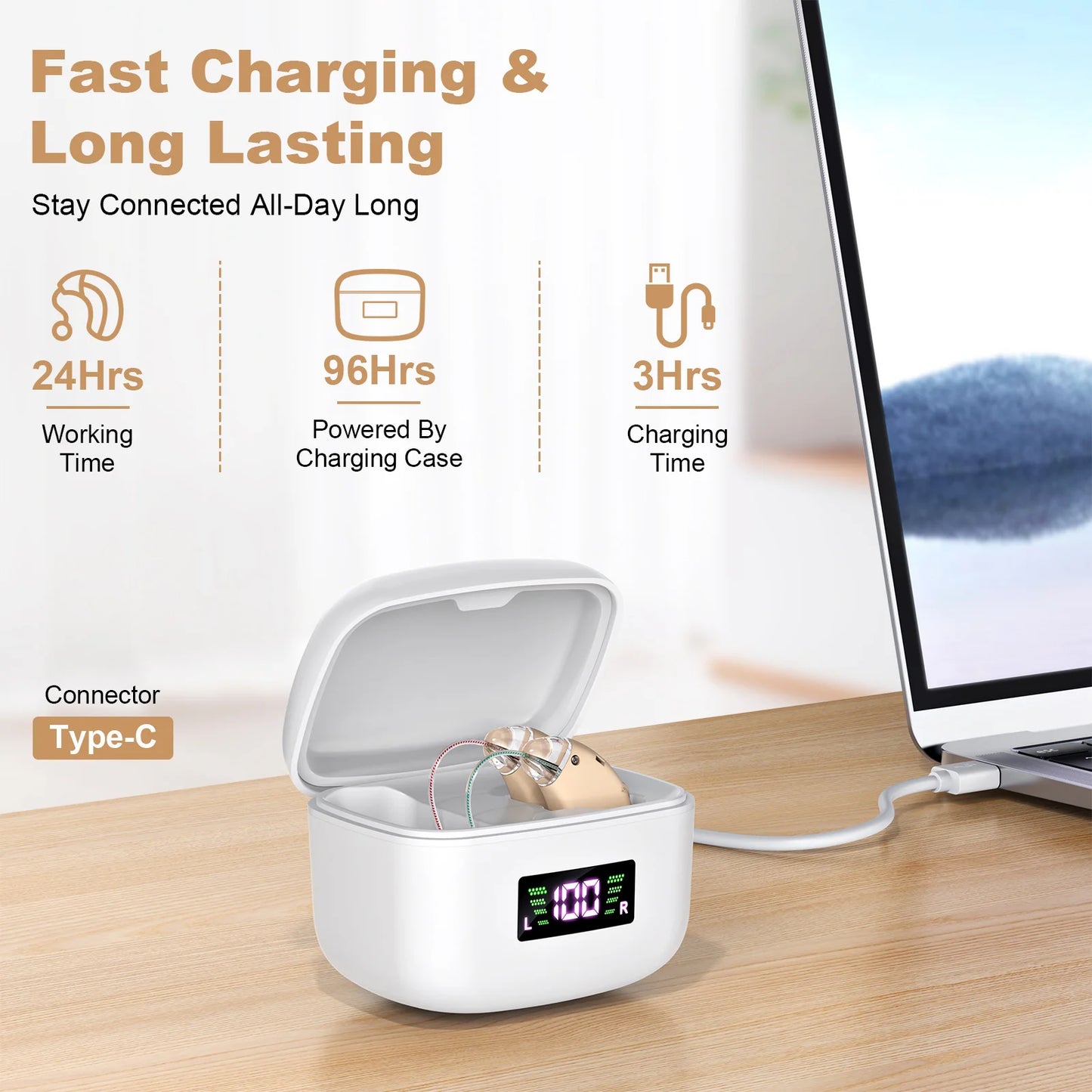 K And F Concept Volume Adjustable BTE Hearing Aids Seniors