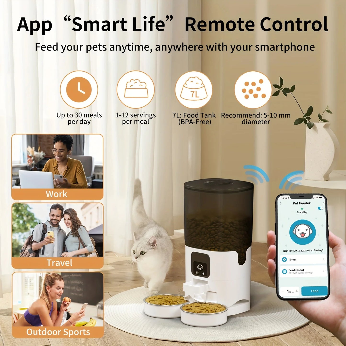 PAPIFEED SmartWiFi Double Bowl Feeder for Cats and Dogs