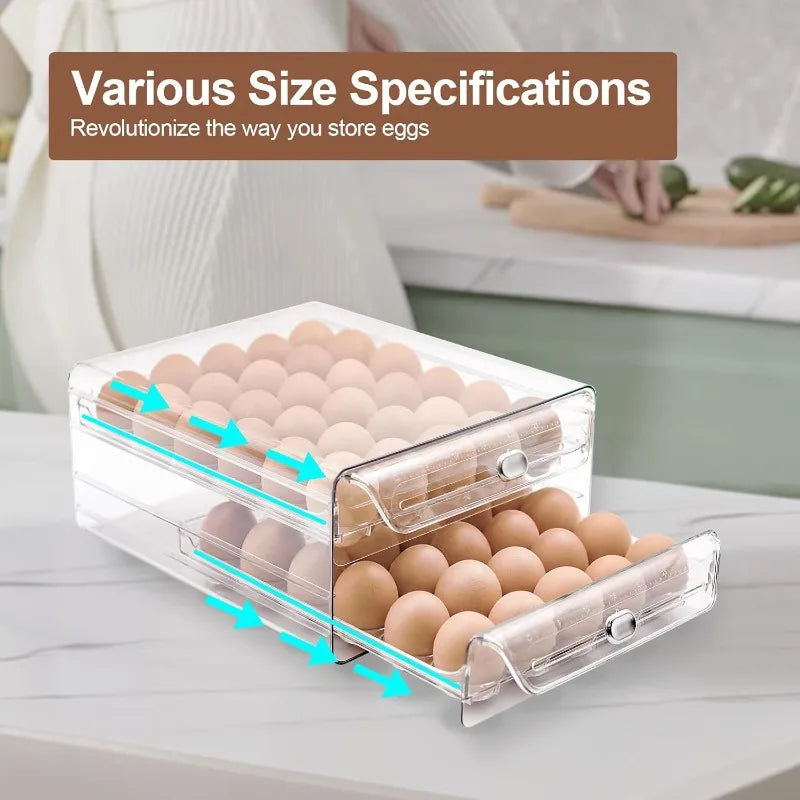Egg Holder For Refrigerator 60 Egg Drawer Organizer 2 Layer