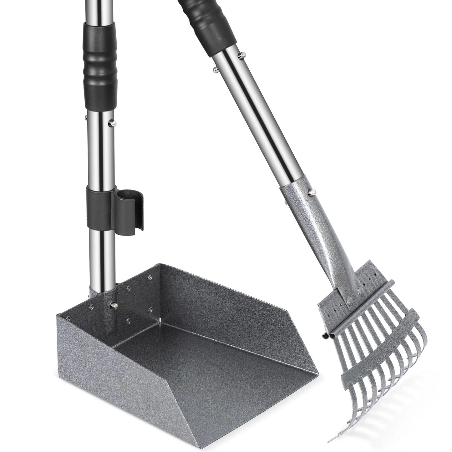 Dog Pooper Scooper Set With Long Adjustable Stainless Handles