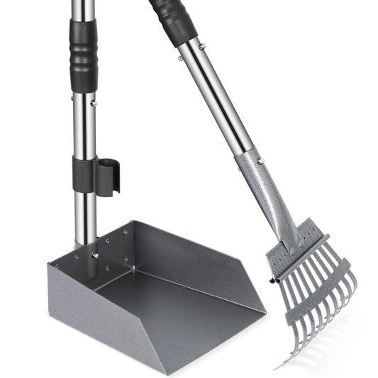 Dog Pooper Scooper Set With Long Adjustable Stainless Handles