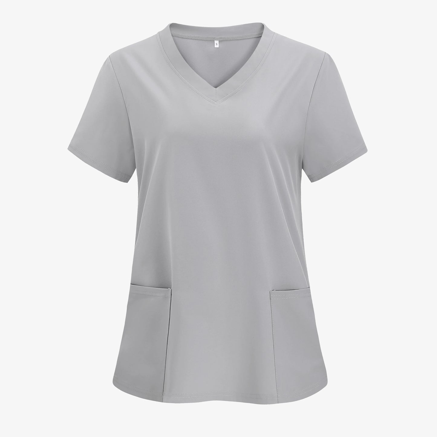 XUANSHOWCN Women Nurse Uniform Woven Top Pocket Front V Neck