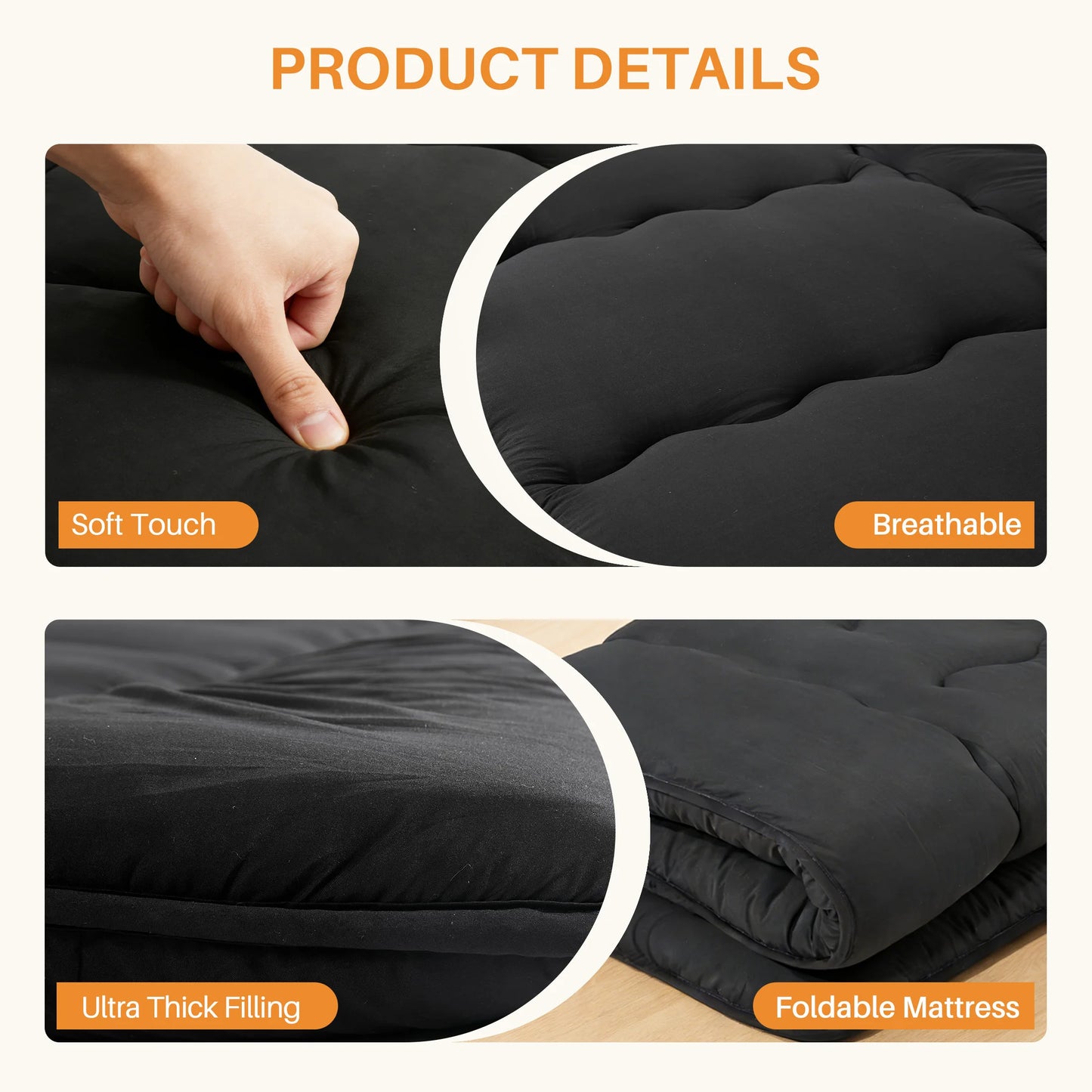 Japanese Floor Futon Mattress With Removable Washable Cover