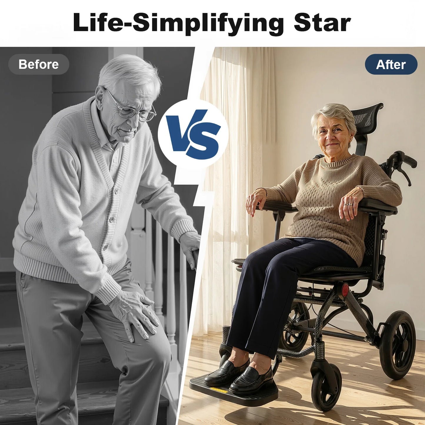 130kg Loadable Reclining Wheelchair Folding Transport For Seniors