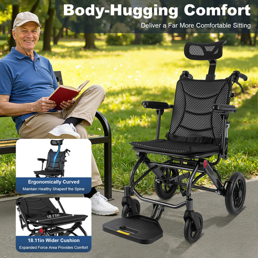 130kg Loadable Reclining Wheelchair Folding Transport For Seniors