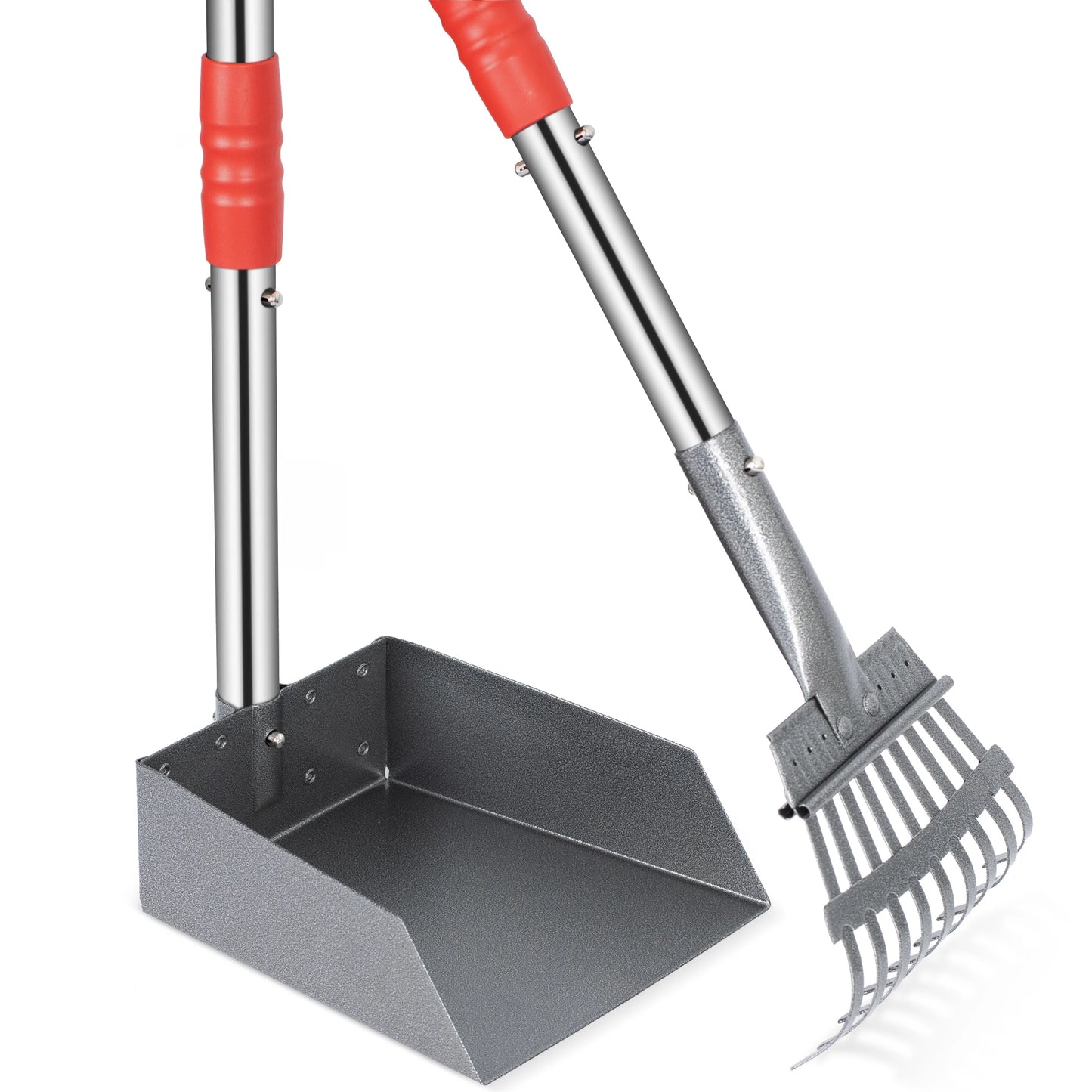 Dog Pooper Scooper Set With Long Adjustable Stainless Handles