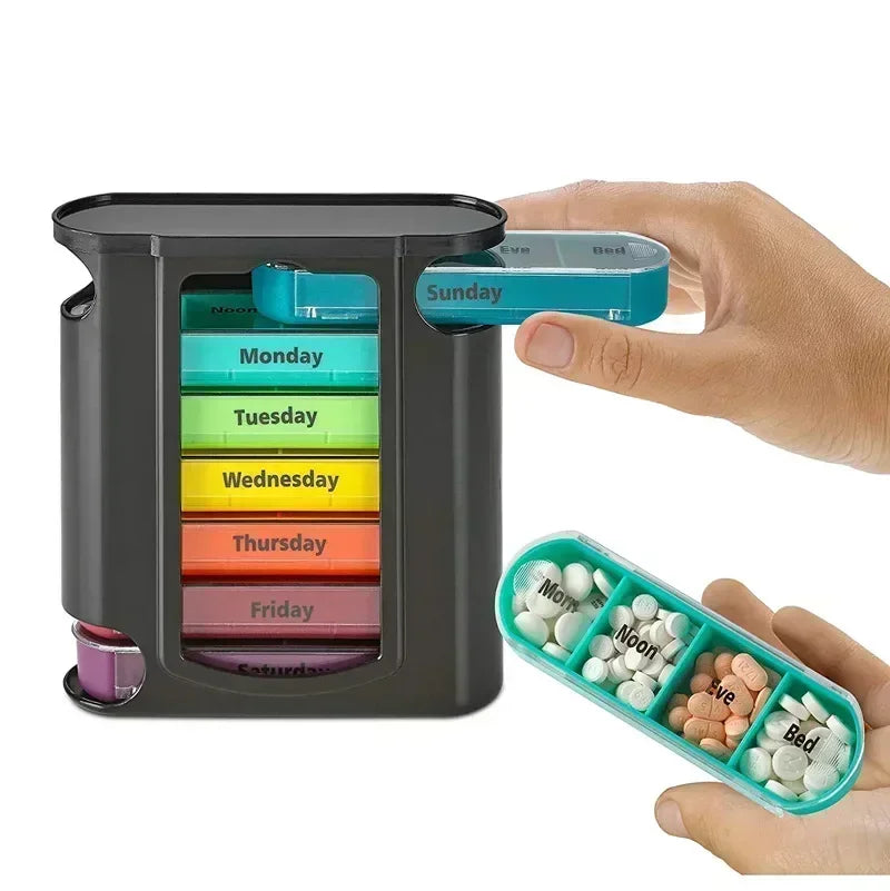 Pill Case 28 Grids Weekly Pill Organizer Portable Medicine Box