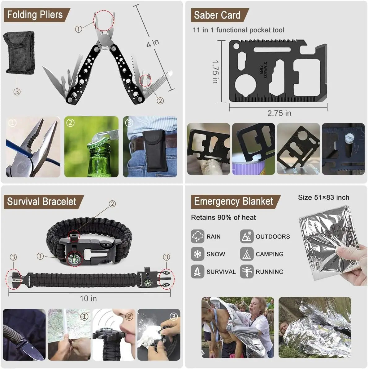 238-Piece Emergency Survival Kit With First Aid And Tent