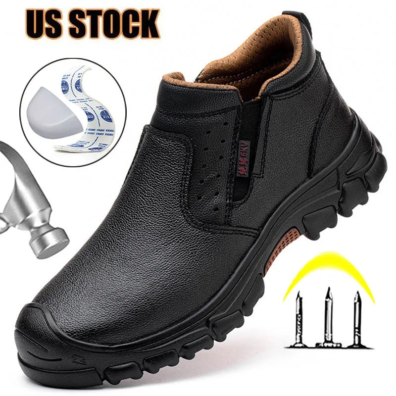 Men's Work Boots With Composite Toe Metatarsal Guard And Puncture Proof Outsole