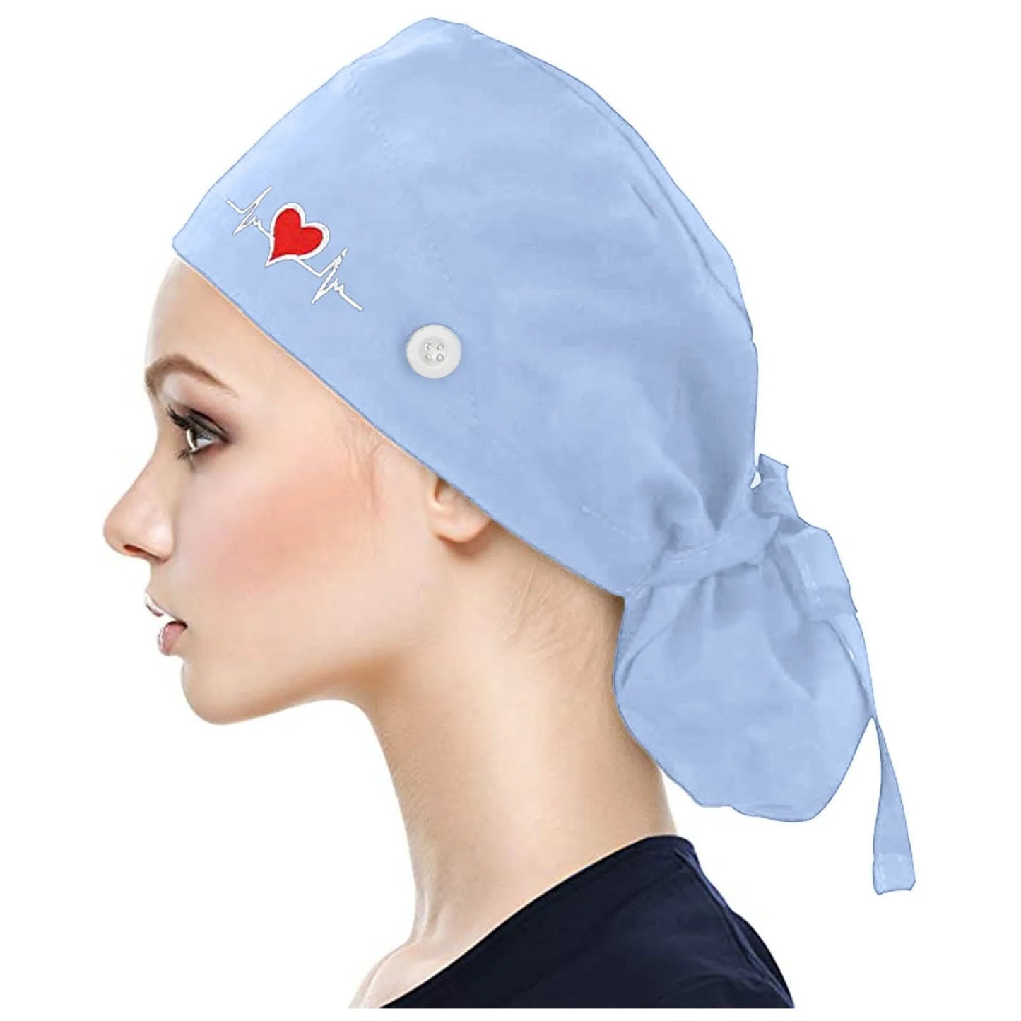 Eillysevens Scrub Cap With Buttons Bouffant Print Sweatband Unisex Hat