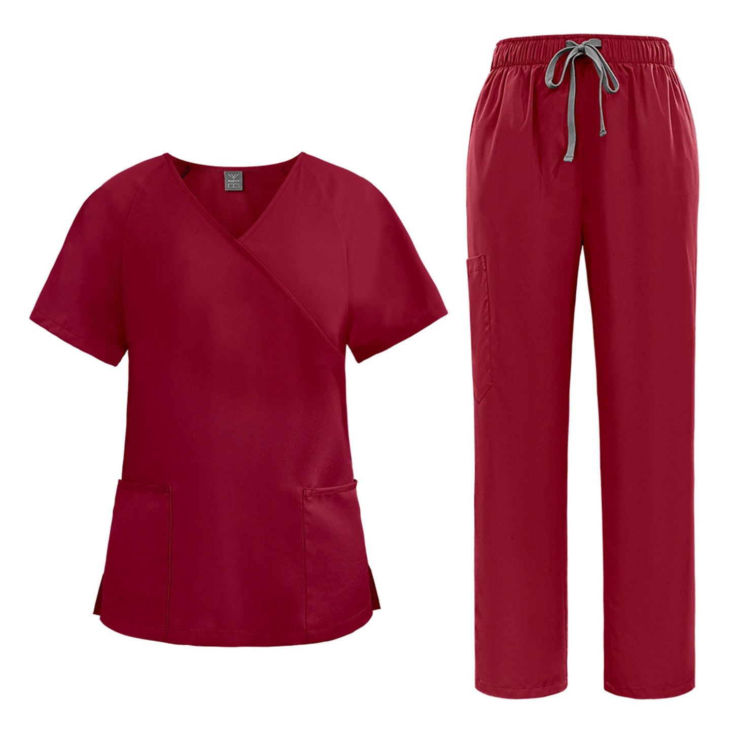 Nurse Scrub Set Medical Uniform With V Neck Pockets