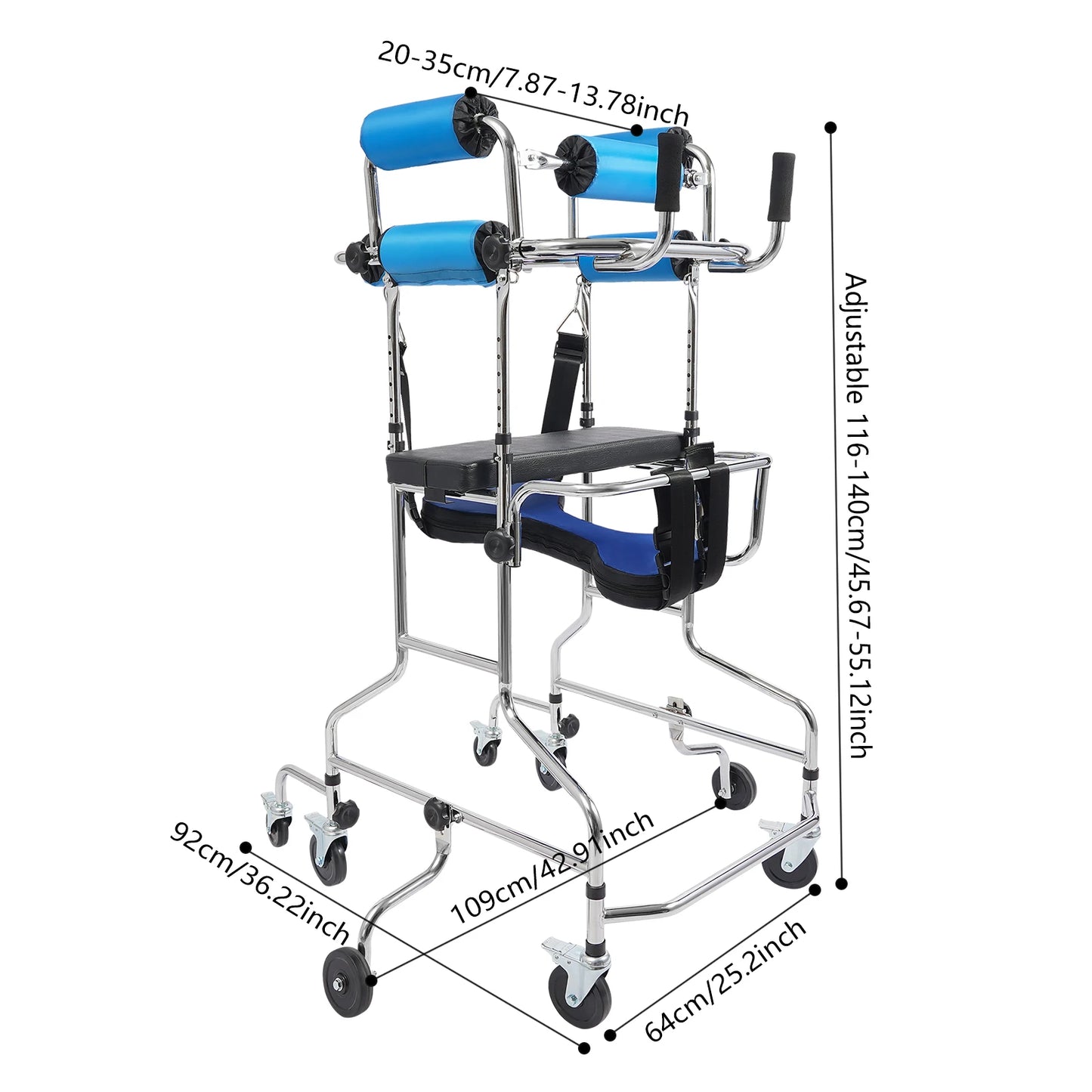 Rollator Walker 8-Wheel Adjustable Mobility Aid With Seat And Brakes
