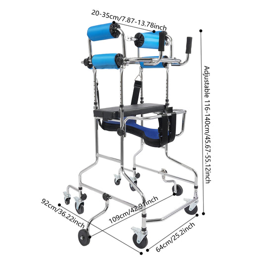 Rollator Walker 8-Wheel Adjustable Mobility Aid With Seat And Brakes