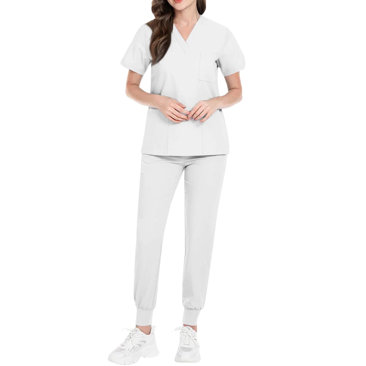 Women's Nurse Scrub Set V-Neck Short Sleeve Medical Uniform