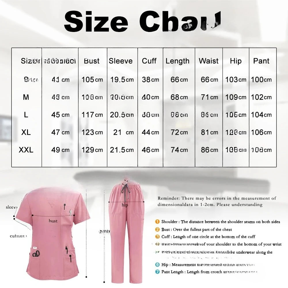 Medical Scrubs Set For Women Nurse Uniform Unisex Lab Coat