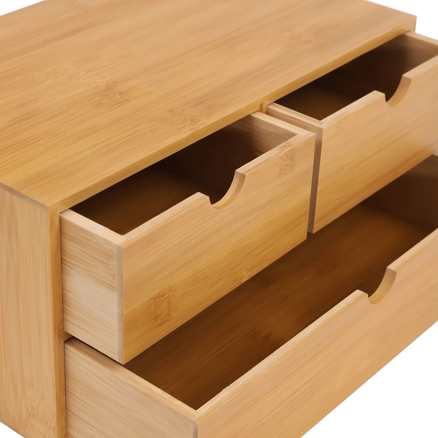 Bamboo Desk Drawer Organizer 3 Drawer Tabletop Storage Box