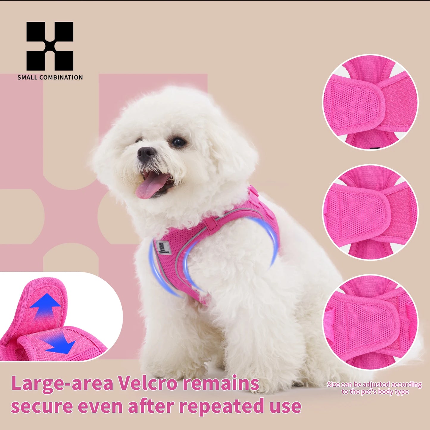 Small Combination Reflective Dog Harness Leash Set For Small And Medium Dogs