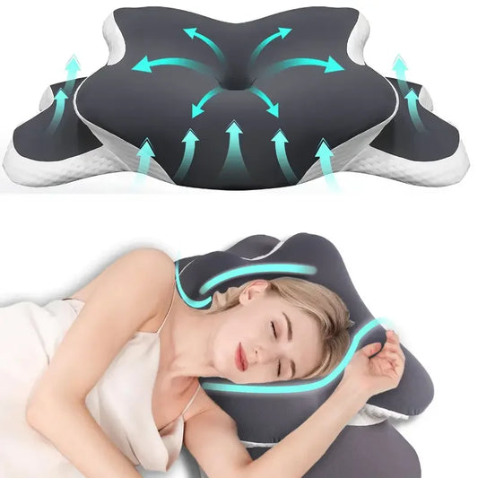 NONECN Ergonomic Memory Foam Butterfly Neck Pillow C Shaped