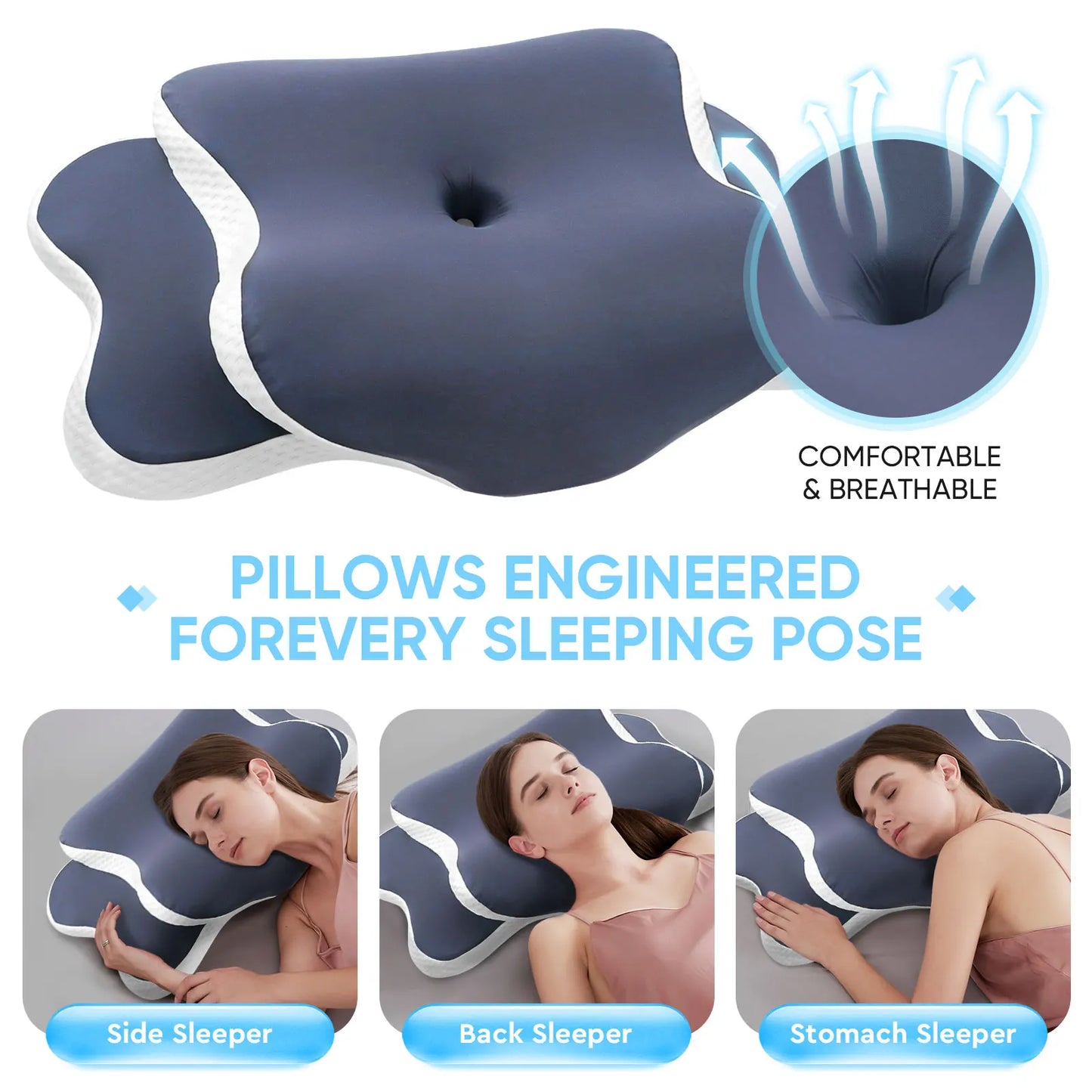 Memory Foam Cervical Pillow for Neck Support and Pain Relief