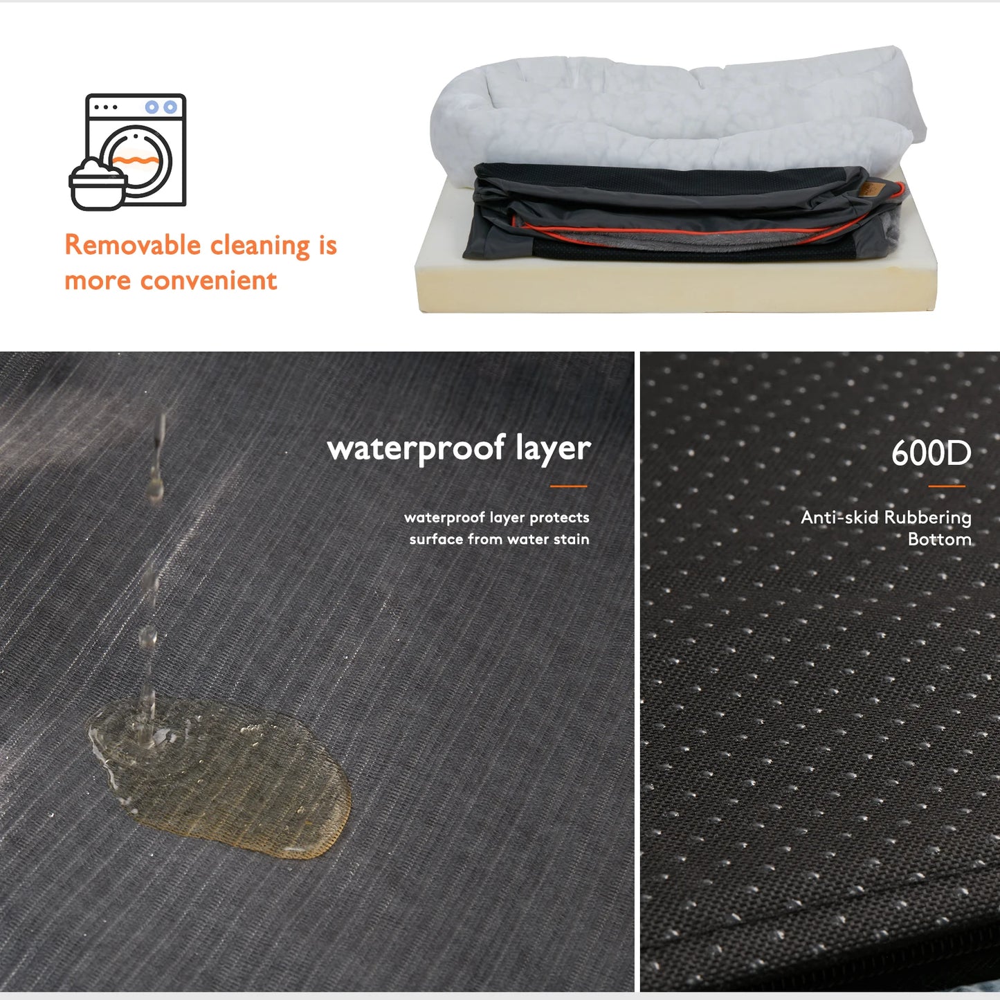 BINGOPAW Large Dog Bed With Removable Washable Cover Waterproof Foam