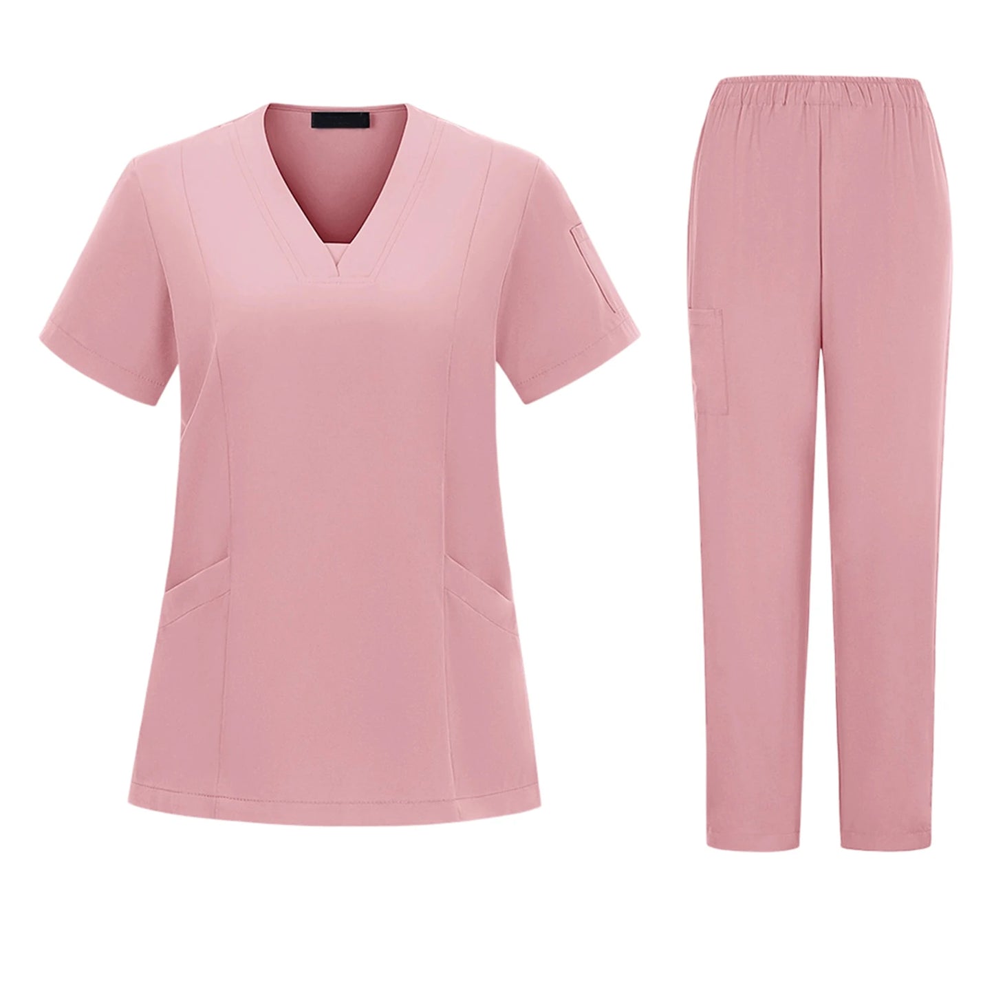 Women's Nurse Scrub Set V Neck Short Sleeve Medical Uniform