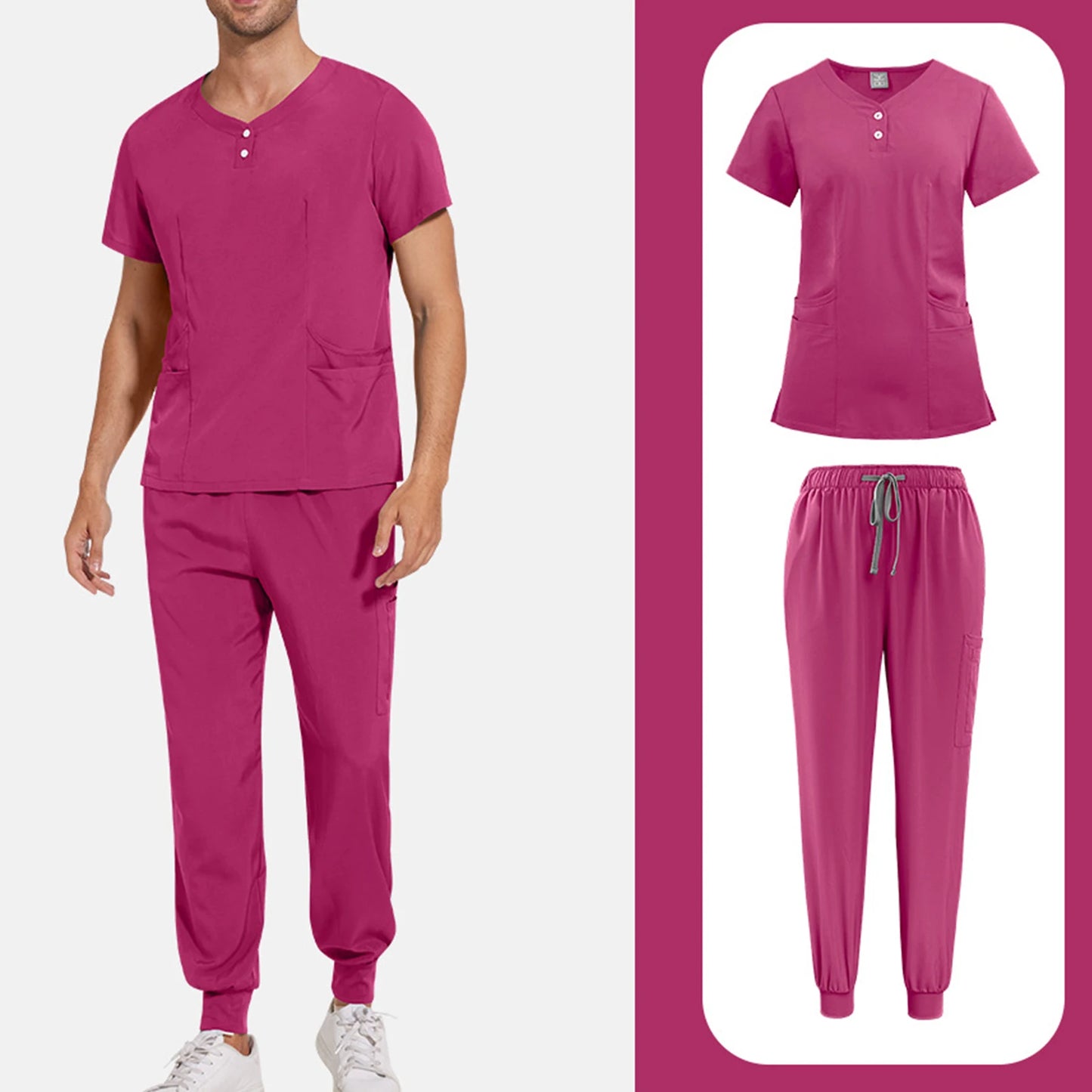 Nurse Scrub Unisex Medical Uniform Set Short Sleeve