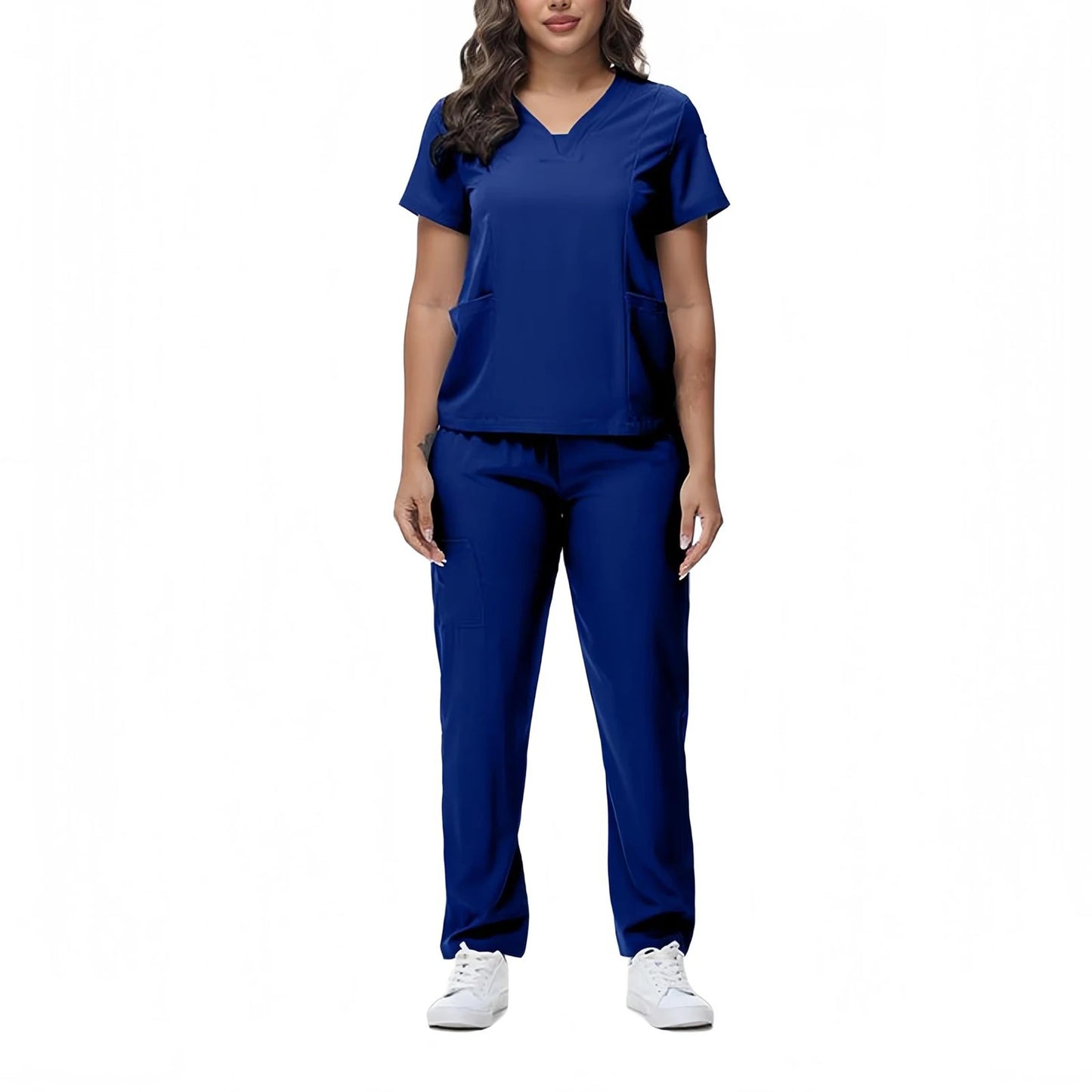 Women's Nurse Scrub Set V Neck Short Sleeve Medical Uniform