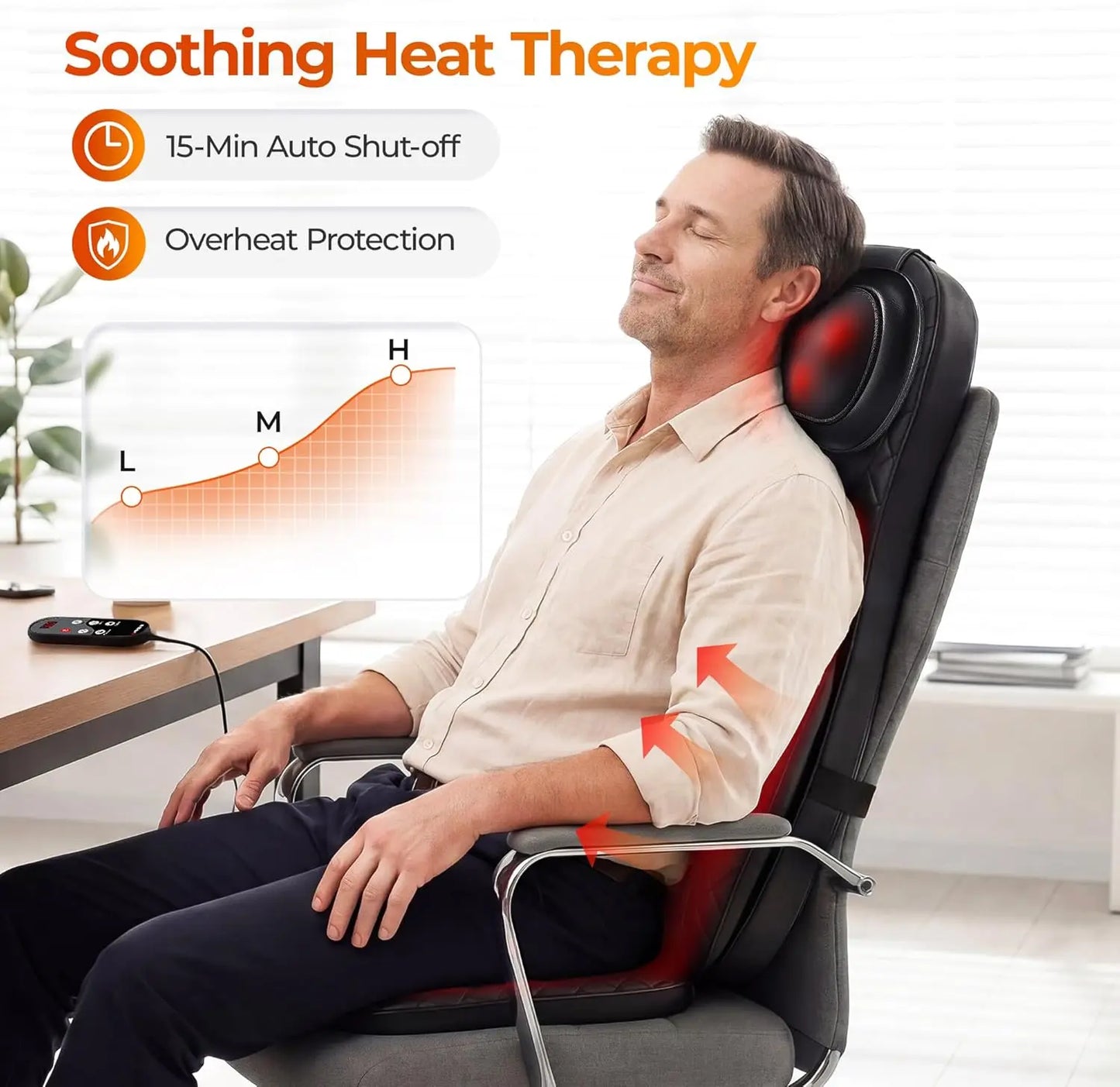 HIMOUTA 3 In 1 Shiatsu Neck Back Massage Cushion Heat