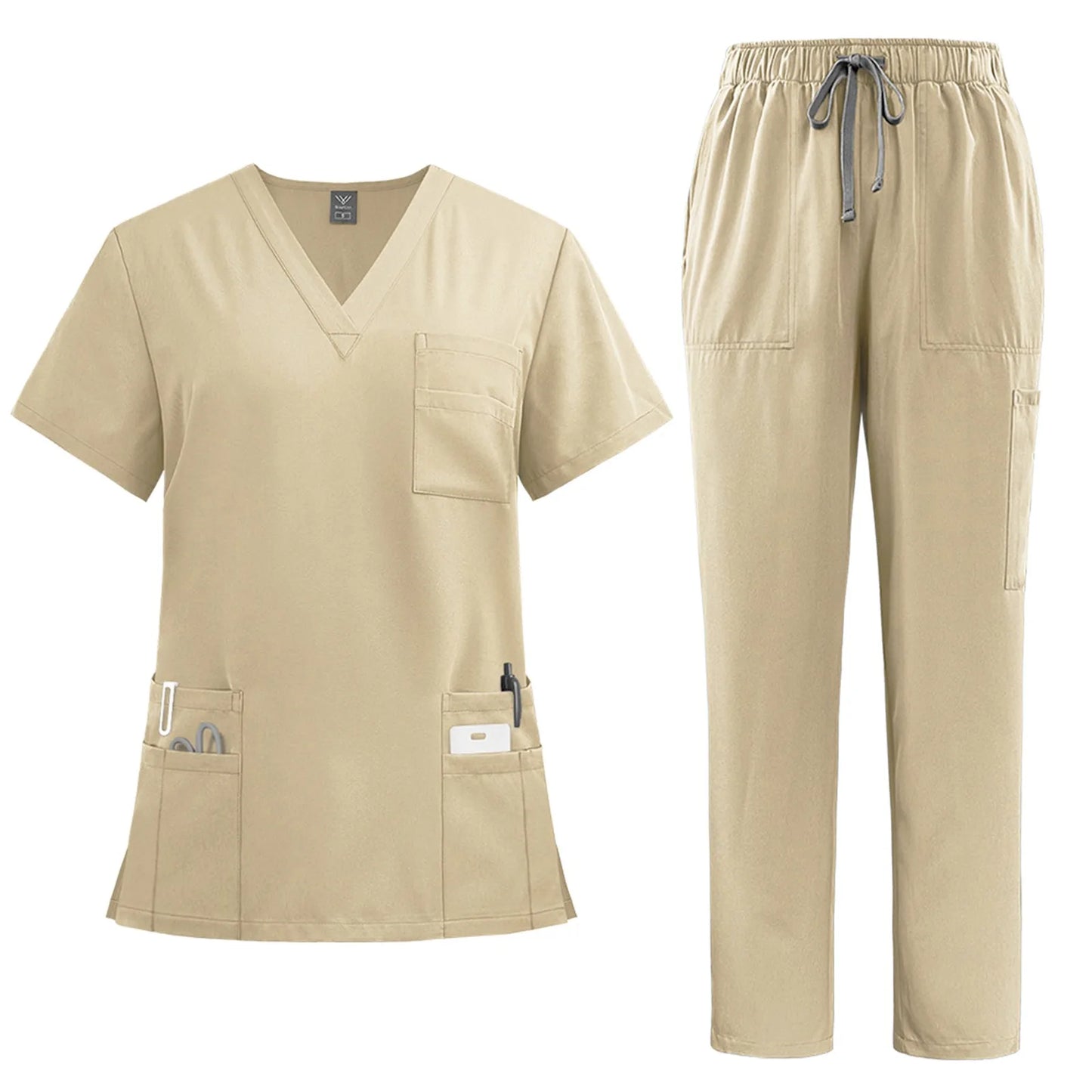 Eillysevens Nurse Uniform Quick Dry VNeck Short Sleeve Pants Set