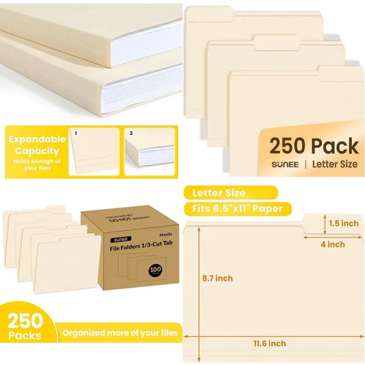 Manilla Folders One Third Cut Tabs 250 Per Box Durable