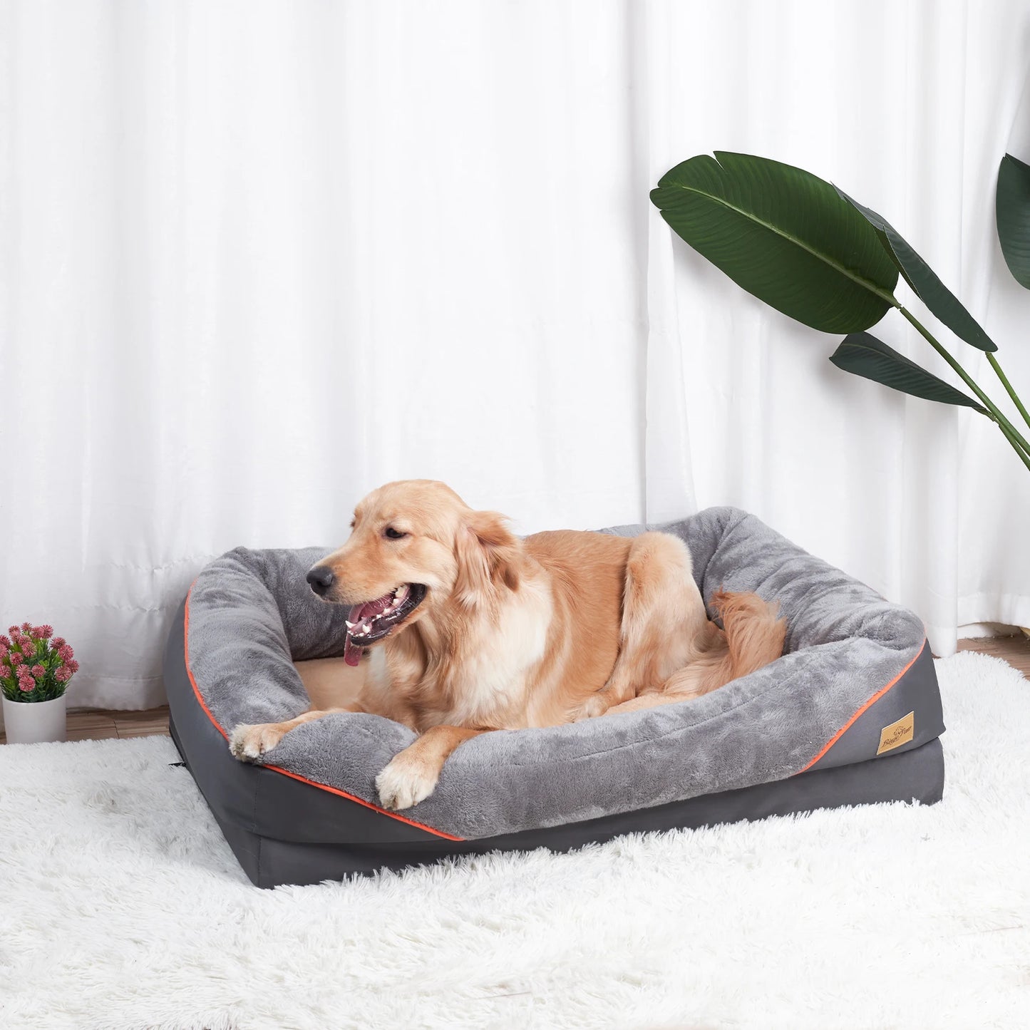 BINGOPAW Large Dog Bed With Removable Washable Cover Waterproof Foam