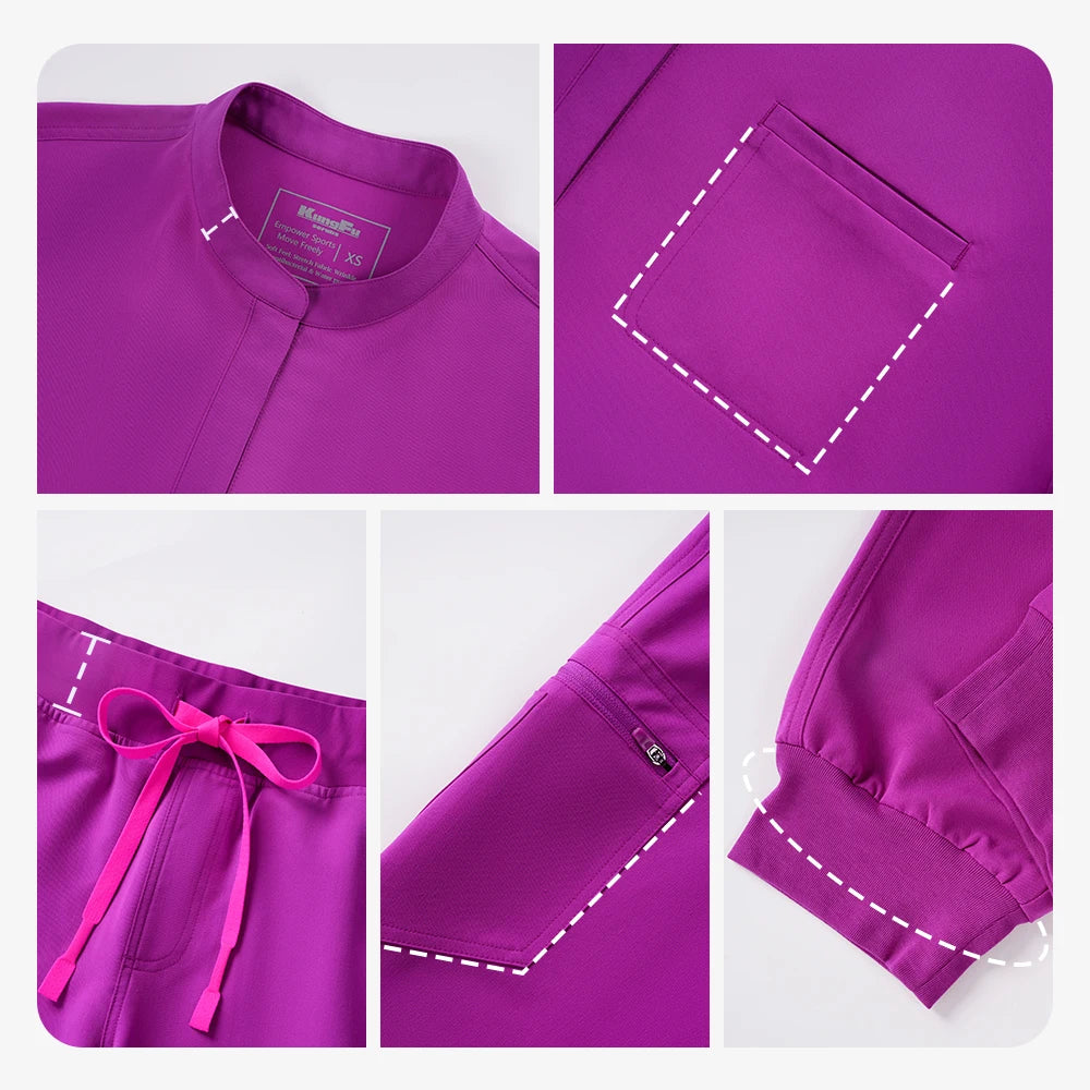 KUNGFU SCRUBS Nurses Uniforms Women Medical Scrubs Set Antibacterial