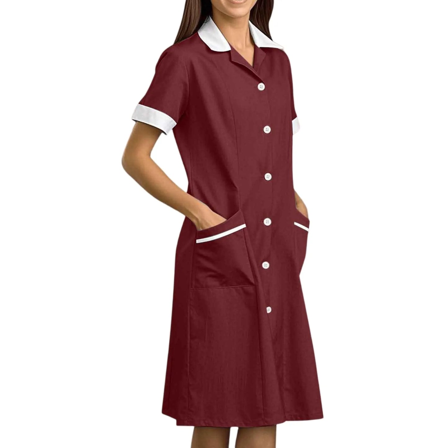 Eillysevens Nurse Uniform Long Sleeve Slim Fit Dress