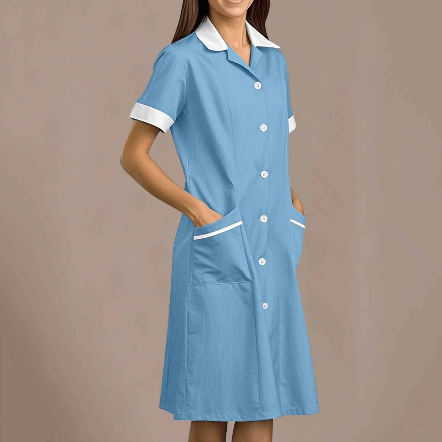 Eillysevens Nurse Uniform Long Sleeve Slim Fit Dress