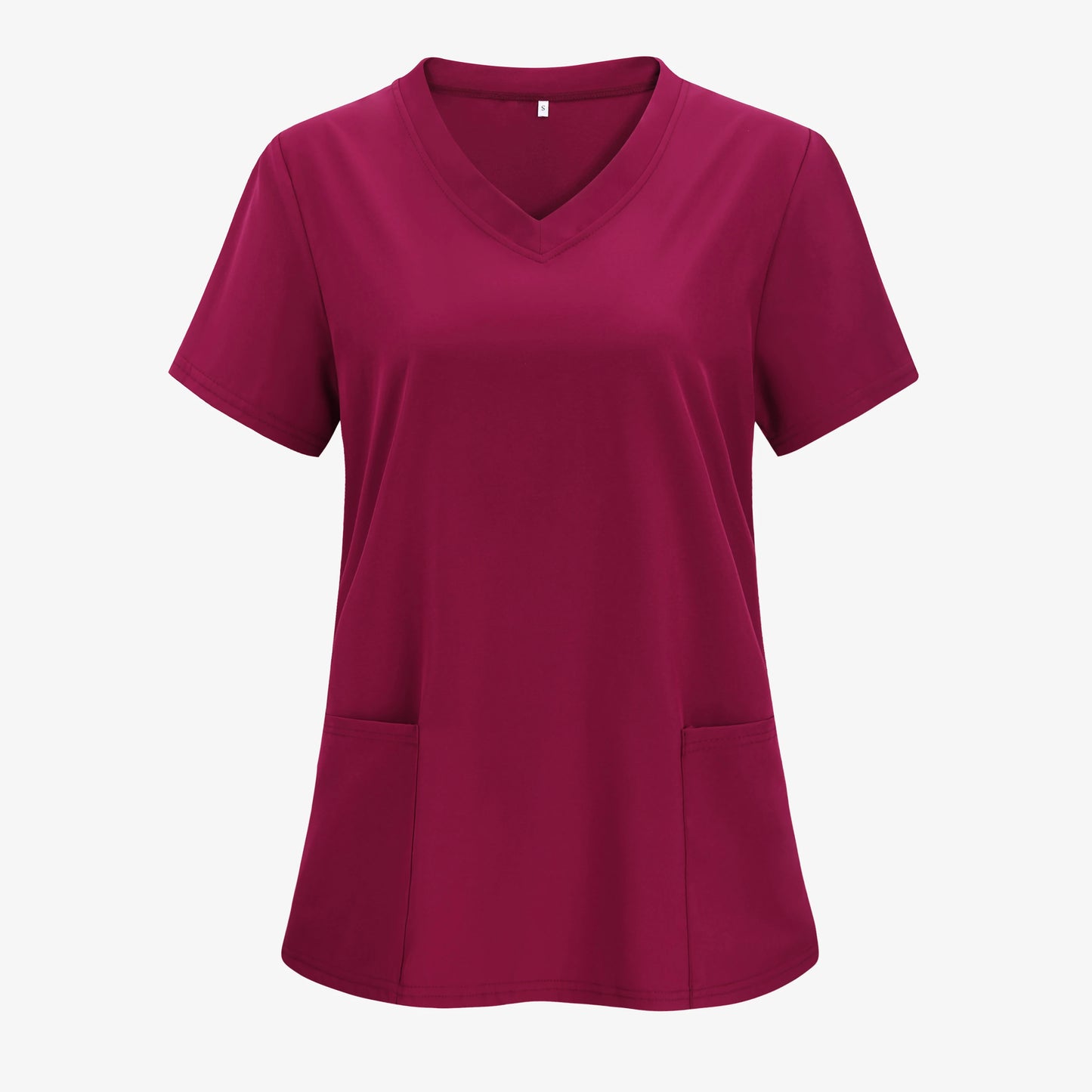 XUANSHOWCN Women Nurse Uniform Woven Top Pocket Front V Neck